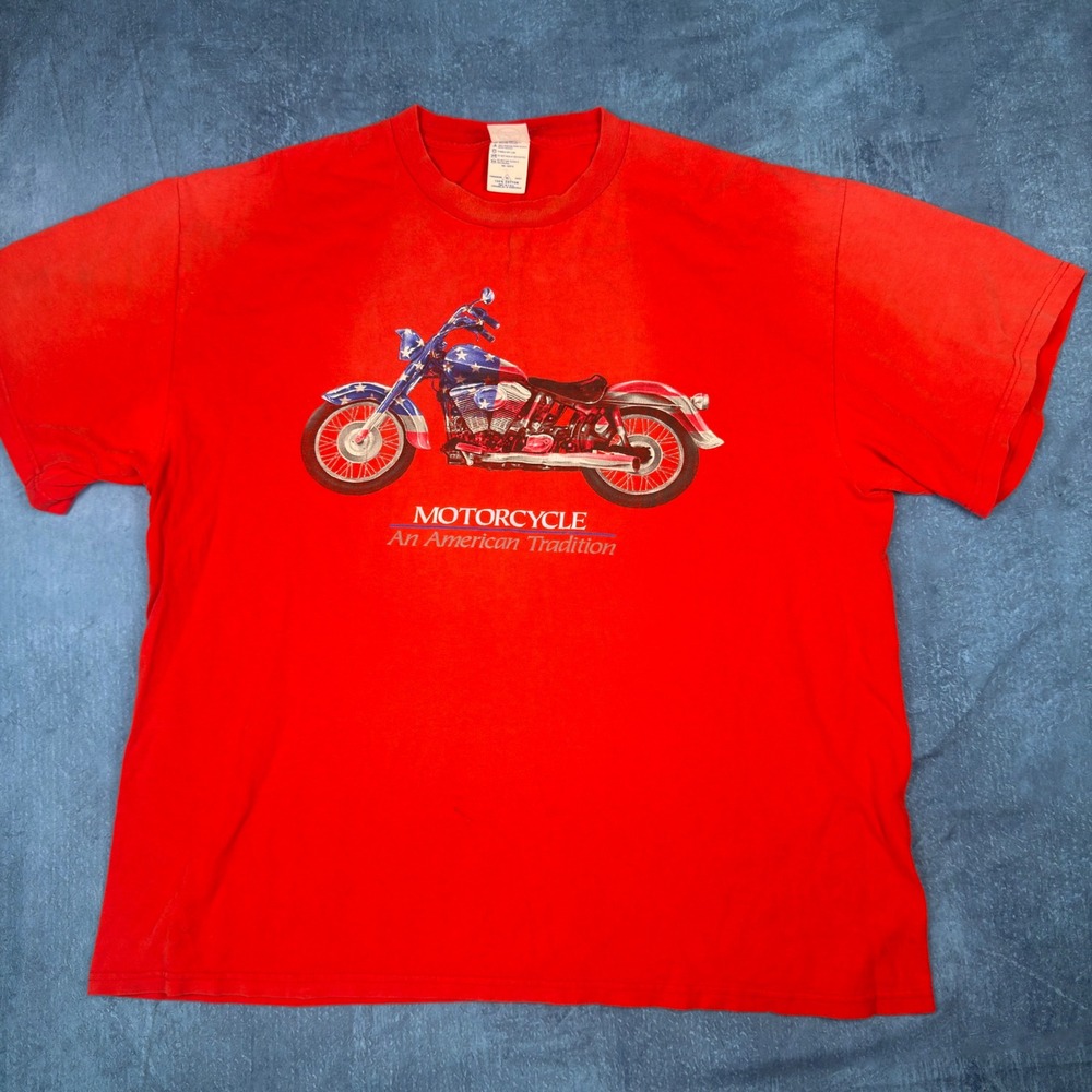 Vintage Delta Pro Weight Motorcycle An American Tradition T-Shirt Red XL Mens
